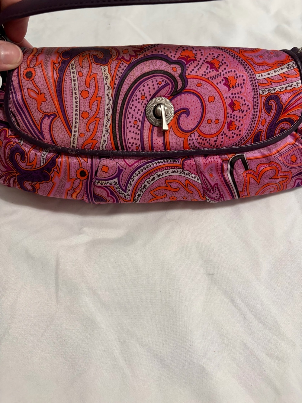 Ann Taylor Pink Paisley Turnlock Shoulder Bag matching scarf